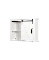 Streamdale Furniture Bathroom Wall Cabinet With 2 Adjustable Shelves Wooden Storage Cabinet With A Barn Door