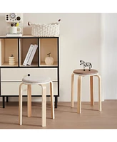 Set of 4 Stackable Wood Stools for Dining, Kitchen, Classroom (Coffee)