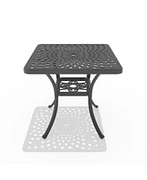 Simplie Fun 30.71" Square Cast Aluminum Patio Table with Umbrella Hole