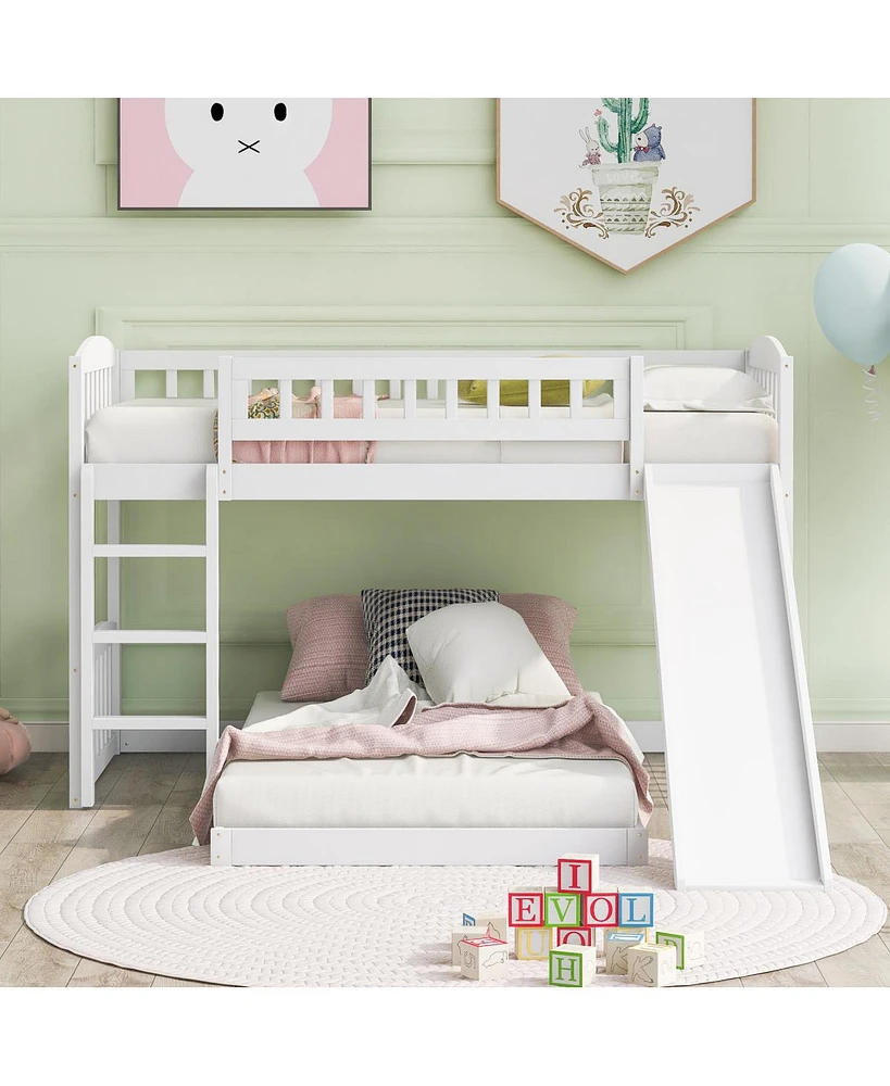 Streamdale Furniture Twin Over Twin Bunk Bed With Slide And Ladder