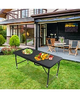 Simplie Fun 4FT Foldable Rattan Table, Portable, Waterproof, Stable