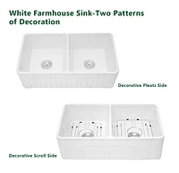 Streamdale Furniture Ceramic 33 18 X10 Kitchen Double Basin Farmhouse Sink Rectangular Vessel Sink