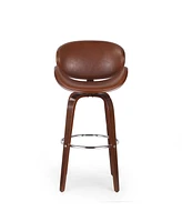 Streamdale Furniture Mid-Century Modern Barstool with Bentwood Frame and Faux Leather Upholstery