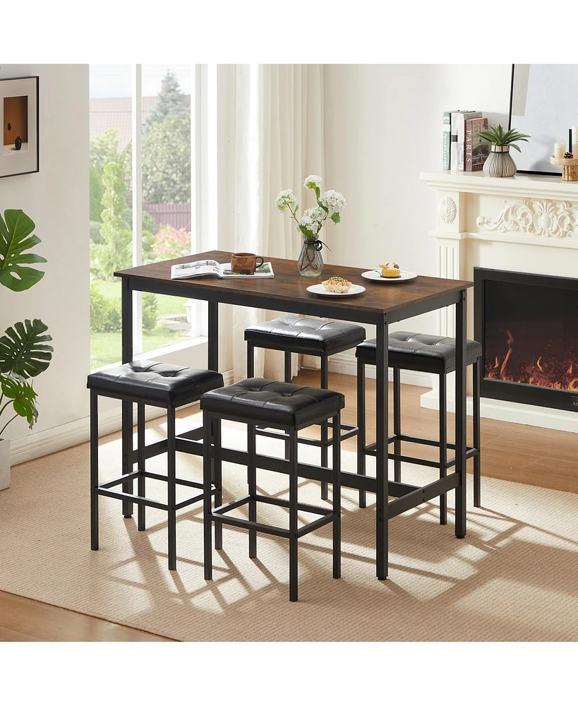 Streamdale Furniture 47" Industrial Bar Table Set with Sturdy Steel Base and Adjustable Feet