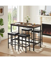 Streamdale Furniture 47" Industrial Bar Table Set with Sturdy Steel Base and Adjustable Feet