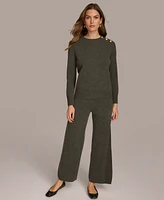 Donna Karan New York Women's Cashmere-Blend Wide-Leg Pants
