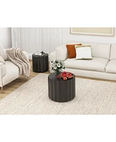 Streamdale Furniture Round Nesting Coffee Table Set (2), Black Mdf, No Assembly