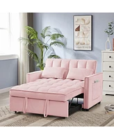 Streamdale Furniture Pink Velvet Loveseat Sofa Bed