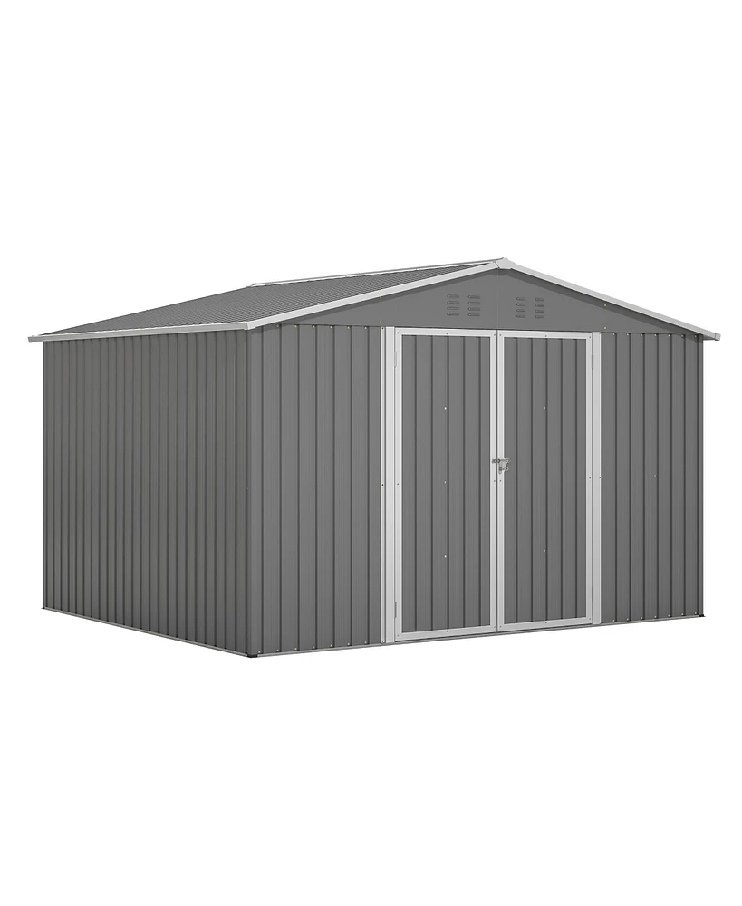 Simplie Fun 10x8FT All-Weather Metal Storage Shed with Lockable Doors