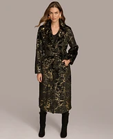 Donna Karan New York Women's Metallic Faux Fur Belted Coat