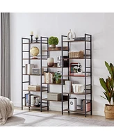 Rustic 5-Shelf Bookshelves and Console Table Set