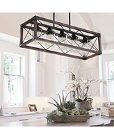 Rustic Farmhouse 5-Light Kitchen Island Chandelier | Industrial Edison Lighting