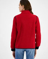 Tommy Hilfiger Women's Sherpa Mock-Neck Zippered Sweater