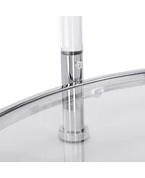 Elegant 32.3" Round Glass Coffee Table with Chrome/Silver Base