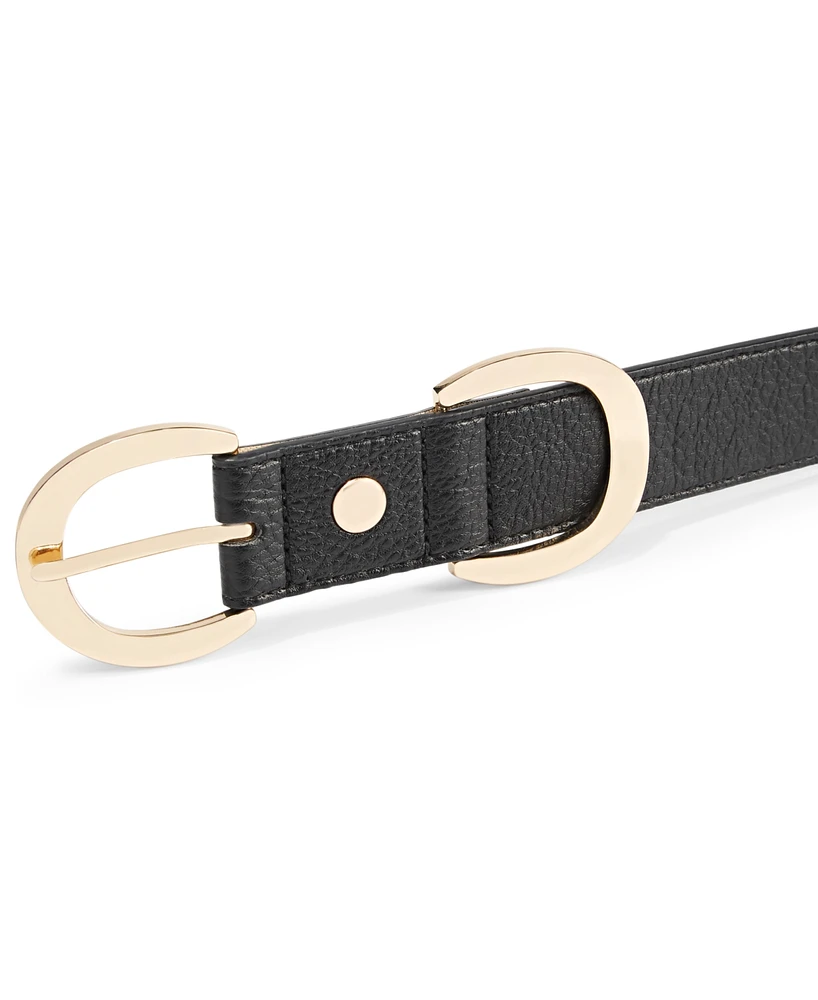 On 34th Women's Metallic Faux-Leather Belt, Created for Macy's