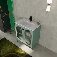 30" Freestanding Vanity with Ceramic Sink, Unique Design