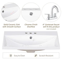 24" Ceramic Vanity Top, White Basin, 3-Faucet Holes