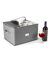 Sorbus Quilted Glassware Storage Case with Dividers - Holds 12 - Great for Protecting Wine Glasses, Champagne Flutes, Goblets, and more (Gray)