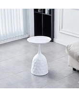 Streamdale Furniture White Wine Cup Metal Side Table, Small Sofa Table, Round White Nightstand