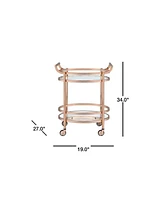 Streamdale Furniture Lakelyn Serving Cart, Rose Gold & Clear Glass