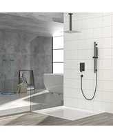 Streamdale Furniture Matte Black Ceiling Rain Shower System, 16" Head