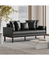 Streamdale Furniture Contemporary Faux Leather Loveseat with Accent Pillows