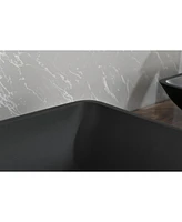 Streamdale Furniture 14.38" L -22.25" W -4-3/8 In. H Matte Shell Glass With Faucet And Pop-Up Drain In Matte Black