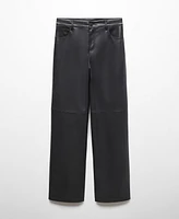 Mango Women's Mid-Rise Leather Effect Trousers