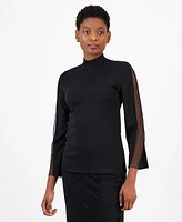 Anne Klein Women's Sernity Knit Long-Embellished-Sleeve Top