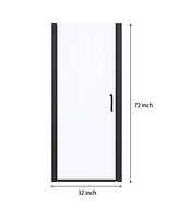 Streamdale Furniture 32 In. To 33-3/8 In. X 72 In Semi-Frameless Pivot Shower Door In Matte Black With Clear Glass