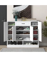 Streamdale Furniture Modern White Shoe Cabinet with Adjustable Shelves