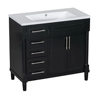 Streamdale Furniture Modern 36" Bathroom Vanity with Glossy Resin Basin and Ample Storage