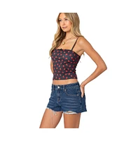 Edikted Women's Strawberry Polka tank top