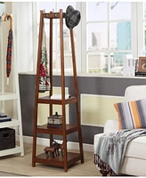 Streamdale Furniture Coat Rack w/ 3-Tier Storage Shelves in Espresso Finish