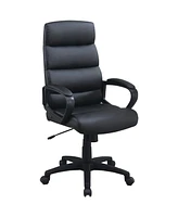 Streamdale Furniture Black Faux Leather Cushioned Upholstered 1 Piece Office Chair Adjustable Height Desk Chair Relax