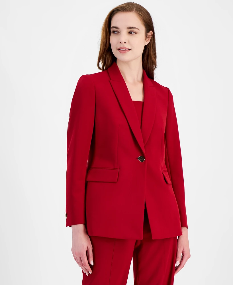 Anne Klein Women's Stretch Peak-Lapel One-Button Jacket