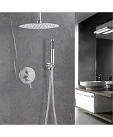 Streamdale Furniture Brushed Nickel Dome Shower System with 10" and Handheld Heads