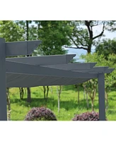 Aoodor 10 x 12 ft Outdoor Pergola with Retractable Canopy, Aluminum Frame, 2 Pieces Patio Sun Shade Shelter for Backyard, Deck