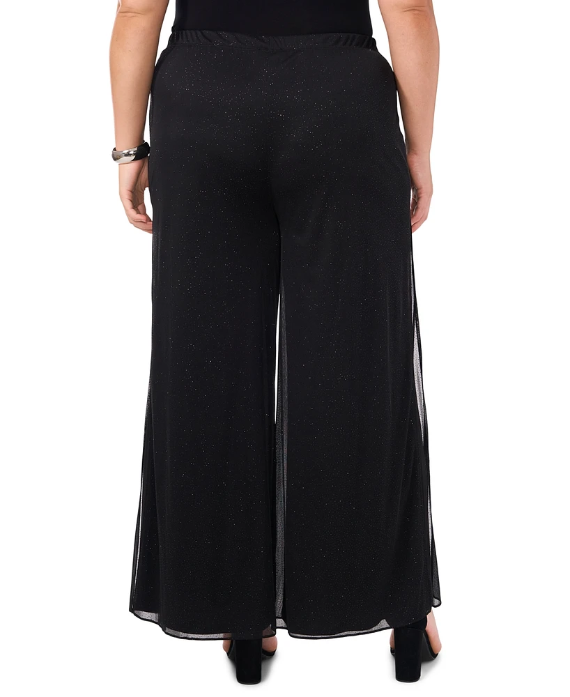 Msk Plus Glitter-Mesh Wide-Leg Palazzo Pants