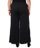 Msk Plus Glitter-Mesh Wide-Leg Palazzo Pants