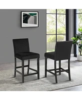 Simplie Fun Contemporary Velvet Counter Stool with Nailhead Trim, Set of 2, Black