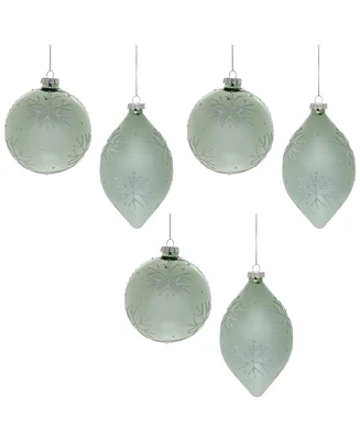 Slickblue Ornament (Set of 6) 5"H, 6"H Glass