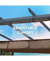 Aoodor 10 x 10 ft Outdoor Pergola with Retractable Canopy 4 Pieces Patio Sun Shade Shelter