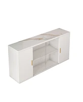 Modern Sideboard with Ample Storage - White Granite Top