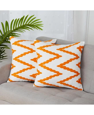 Caromio 2Pcs Chevron Embroidered Decorative Throw Pillow Covers 18" x