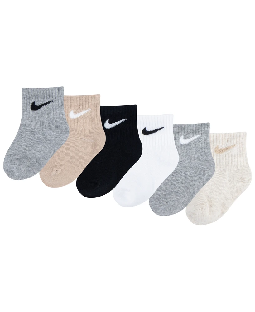 Nike Baby and Toddler Boys or Girls Swoosh Ankle Socks, Pack of 6