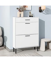 Streamdale Furniture Modern Shoe Cabinet with Drawers and Metal Legs