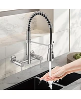 Streamdale Furniture 3 Functions Wall Mounted Bridge Kitchen Faucet