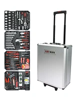 Hand Tool Box With 4 Layers Of Toolset And Wheels