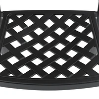 Premium Aluminum Table and 4 Stacking Chairs with Cushions, Black